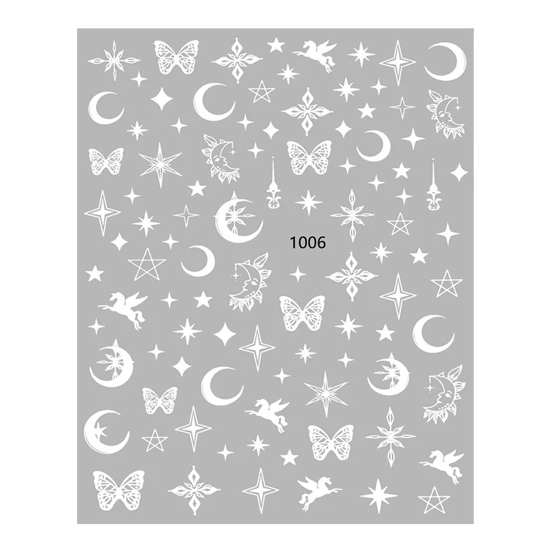 

joyful 1006-1011 Nail patch butterfly shepherd horse star sky sky horse flying sky star moon combination Nail Sticker, As pictures show