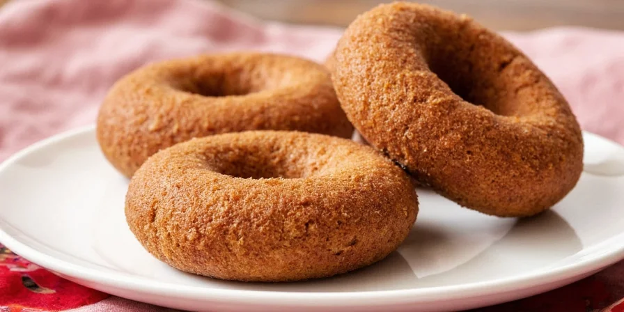 Golden baked apple cider donuts on a wire rack