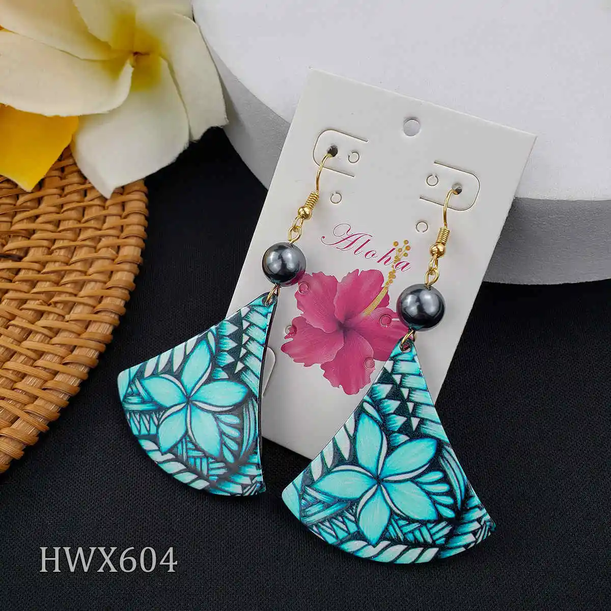 

Fashion design hawaiian earrings fan symbol earrings