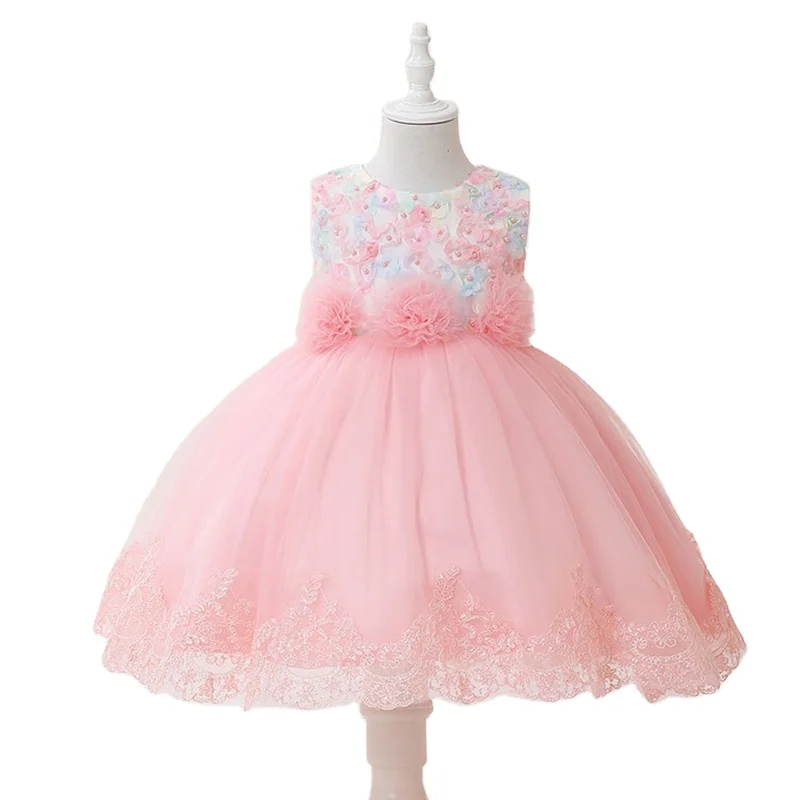 

2021 latest designs hot sale lace birthday flower party children clothes wedding princess little kids clothing girls model dress