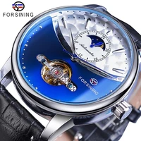 

Forsining Classic Blue Moon Phase Mechanical Watches Automatic Tourbillon Men's Genuine Leather Watch Relogio Masculino Dropship