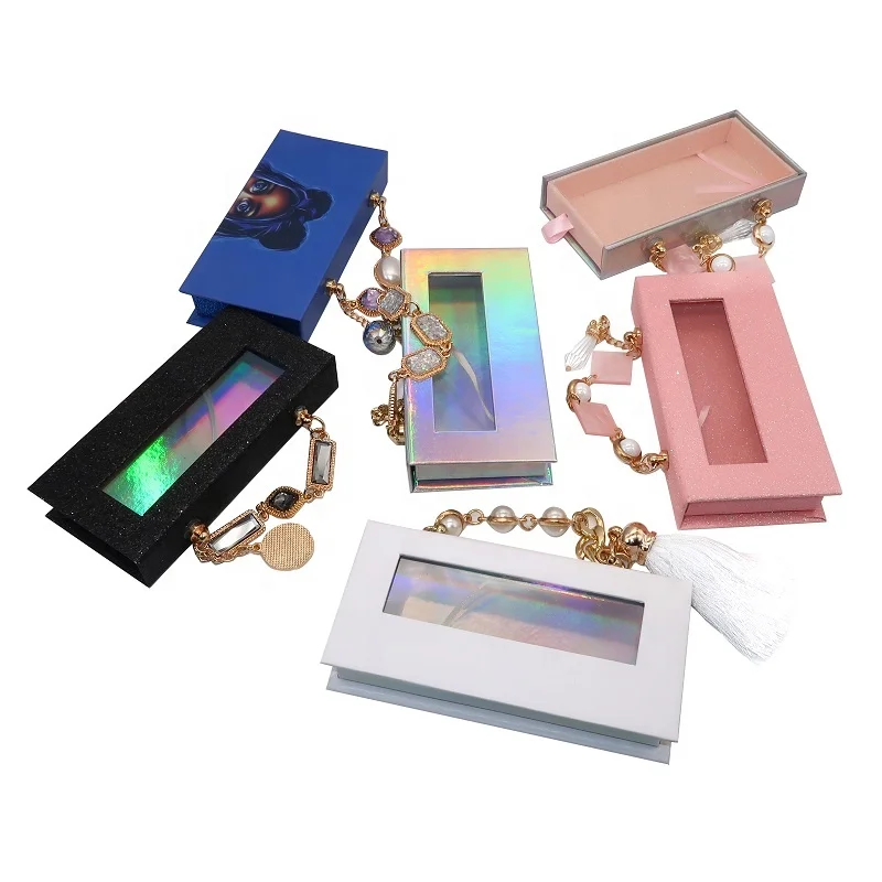 

2021 cruelty free diamond chain eyelash package 25mm mink eyelash, Black