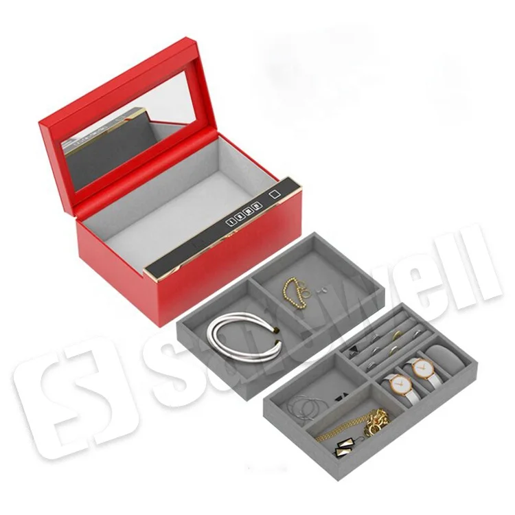 

SWJS02 High Grade Fingerprint Access Leather Luxury Custom Jewelry Storage Box, Customized