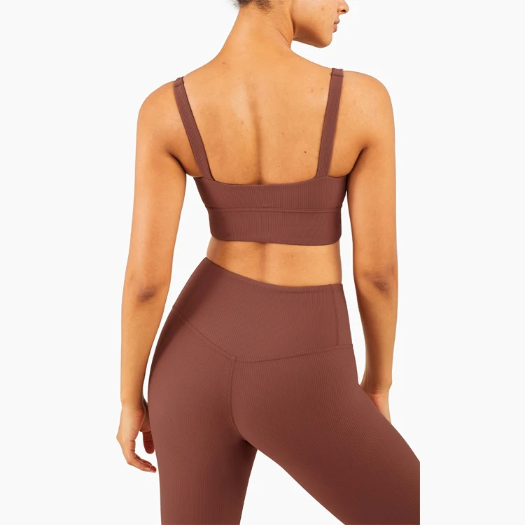 

Women 2 Piece Ribbed Yoga Set Unique Rib Leggings Bras Sport Outfits Activewear Workout Clothing Gym Suit Fitness Sets Tracksuit