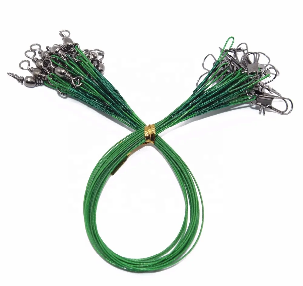 

TY 20PCS Anti Bite Steel Fishing Line 15cm-30cm Steel Wire Leader With Swivel Fishing Accessory Fishing Wire Olta Leadcore Leash, Green / black