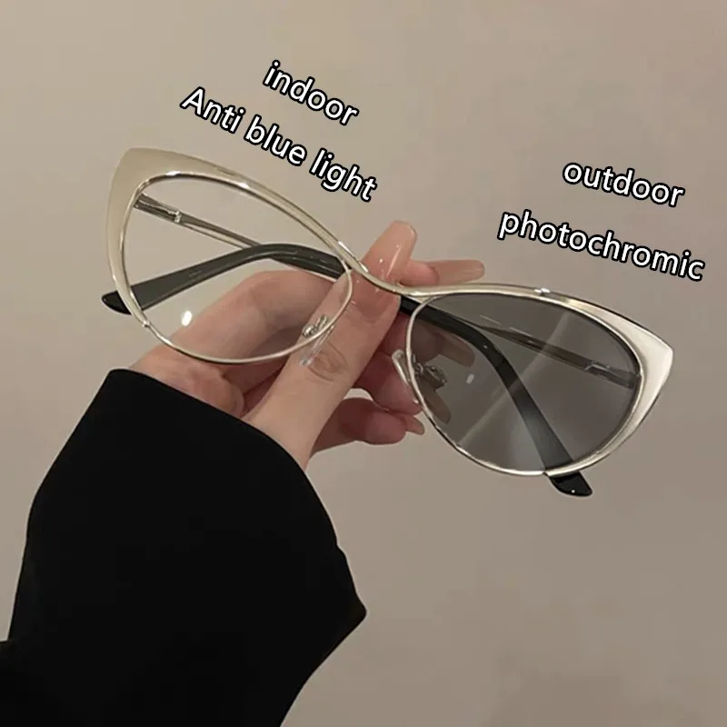 

Photochromic Anti Radiation Glasses for Women Men Cat Eye Metal Anti Blue Light Eyeglasses Frames Photochromic Glasses