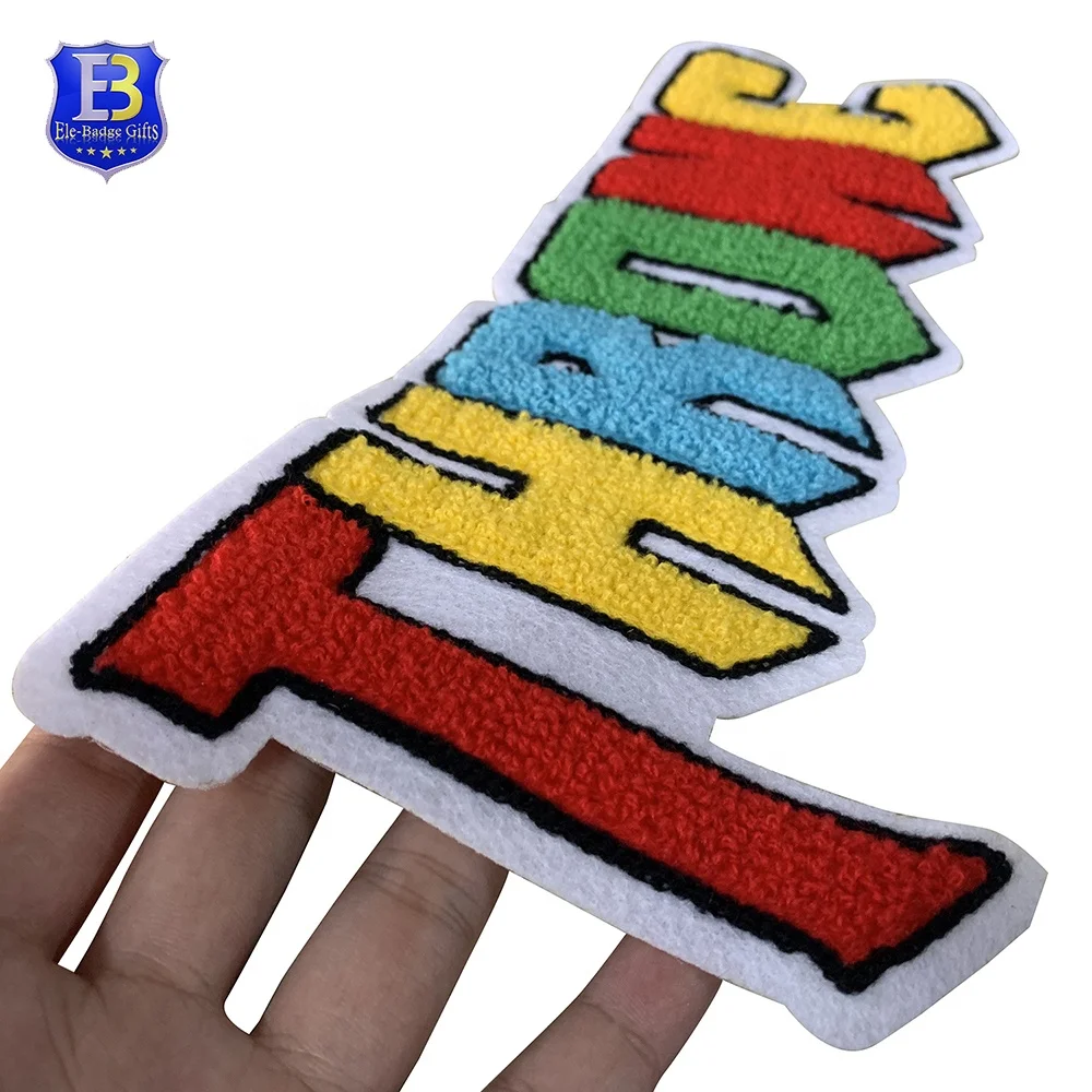 

Custom towel chenille embroidery patches no minimum with factory price, Any color is available