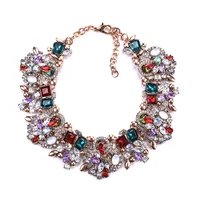 

2019 New fashion bling large crystal shiny stone party statement necklace for women