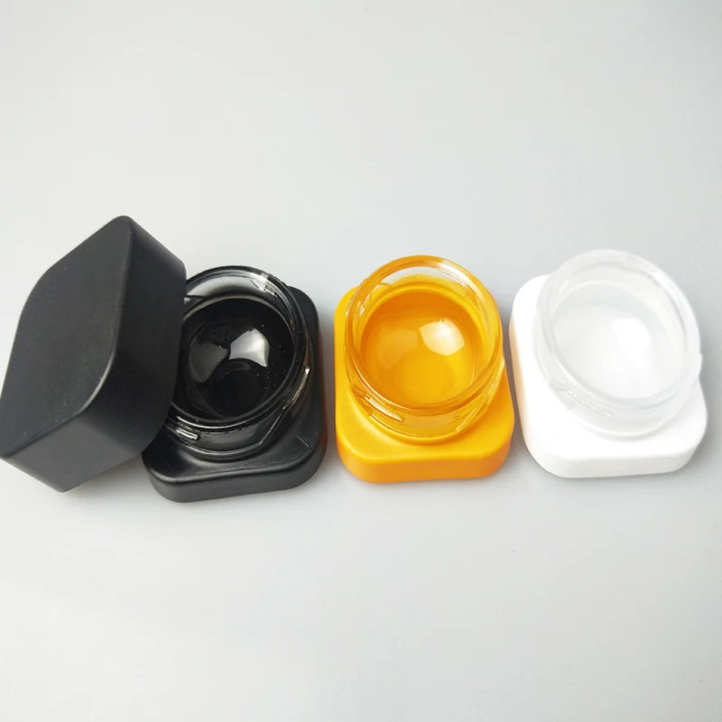 
Hot Selling 5ml Dab Jar Square Cube Glass Jar Food Grade For Extract Concentrate Wax Child Resistance Lid 