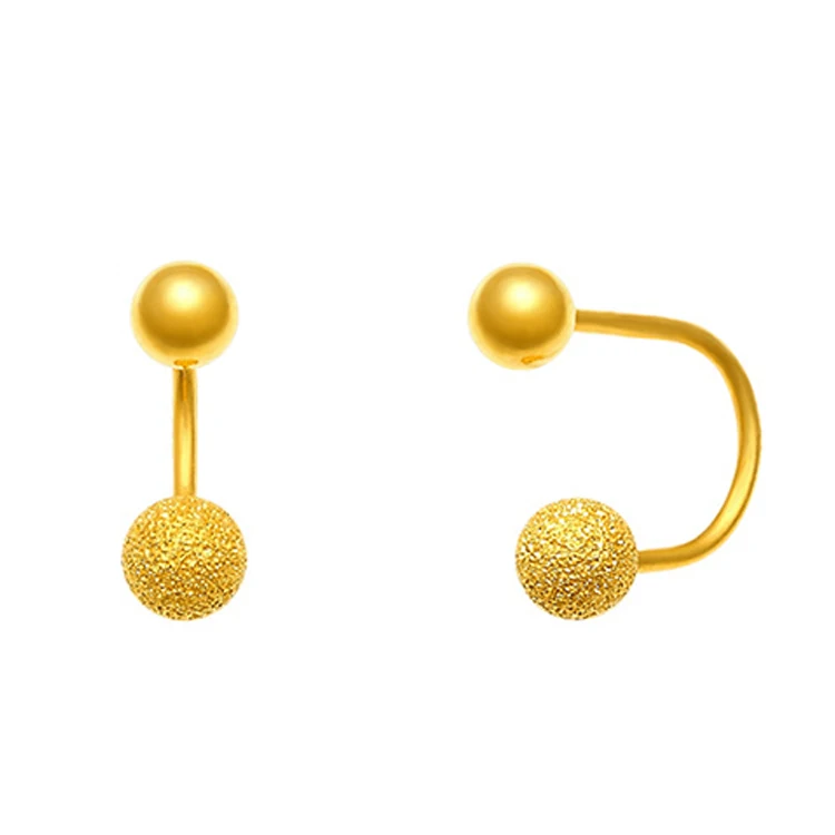 

Certified Gold Small Beanie U-Shaped Screw 999 Pur Earrings Female U-Shaped Small Gold Beanie 24K Pure Gold