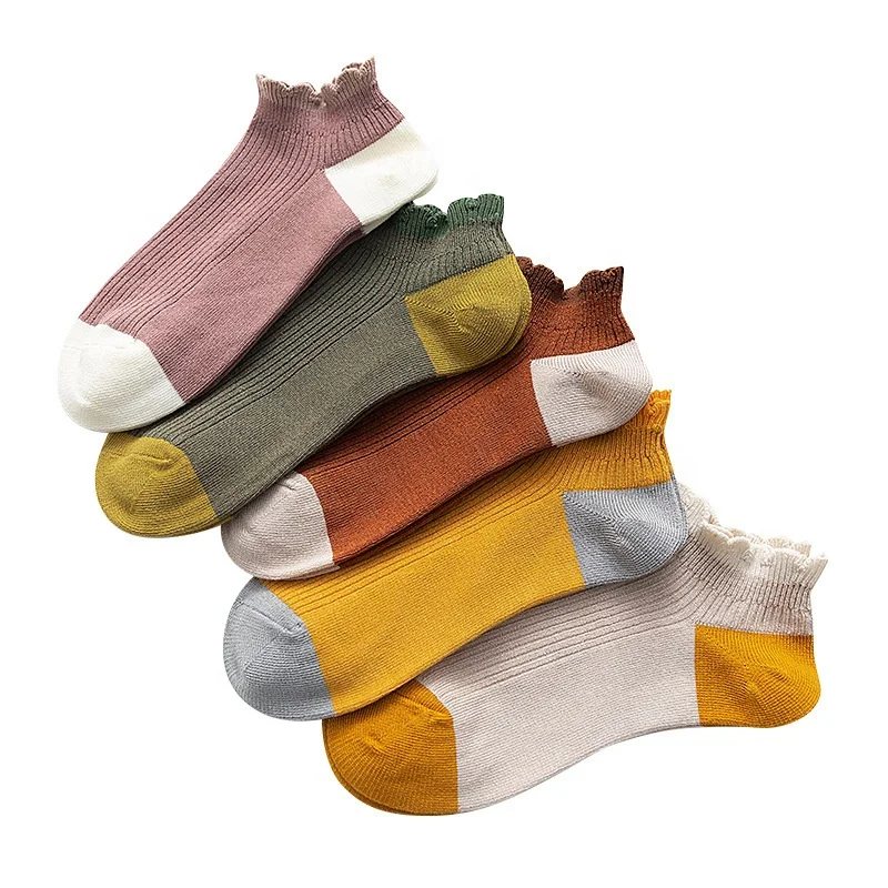 

Spring summer cute simple design boat socks student girl breathable comfortable soft bamboo fiber socks, Colorful