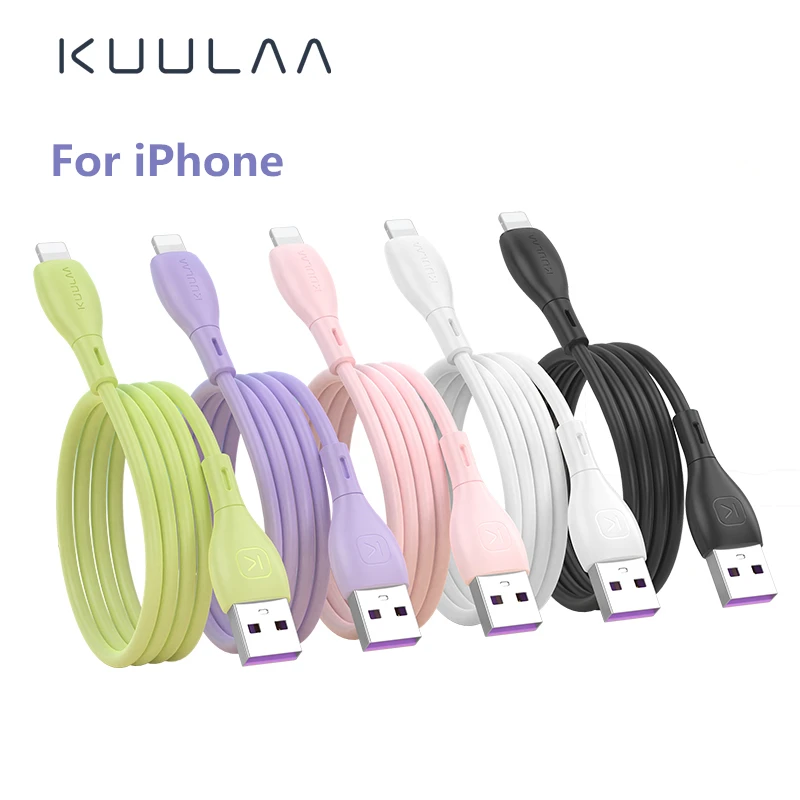 

KUULAA Macaron Colorful 2.4A Charging USB Cable Data Transfer Liquid Soft Rubber Data Cable For Lighting iPhone Devices