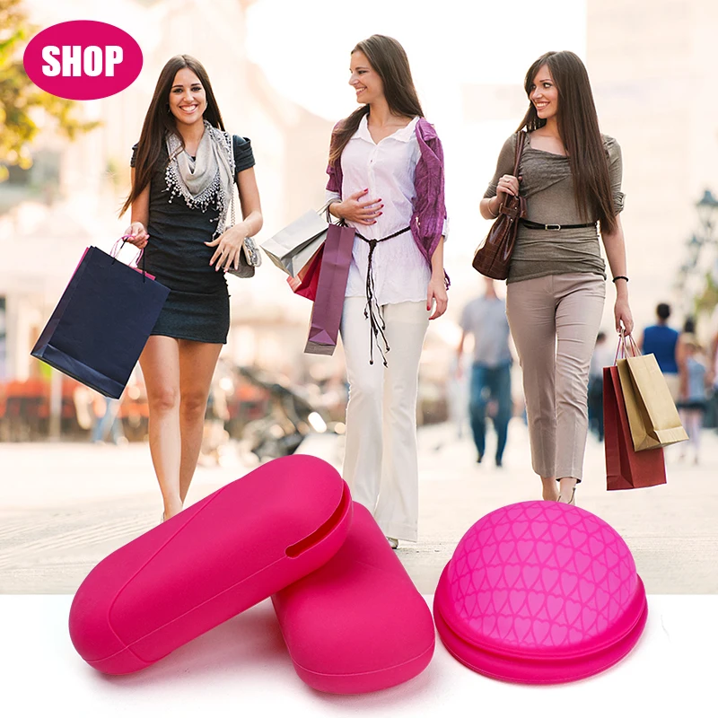 

Two size Disco Menstrual Portable flat menstrual cup order online rubber cup menstrual disc, Pink,customized color