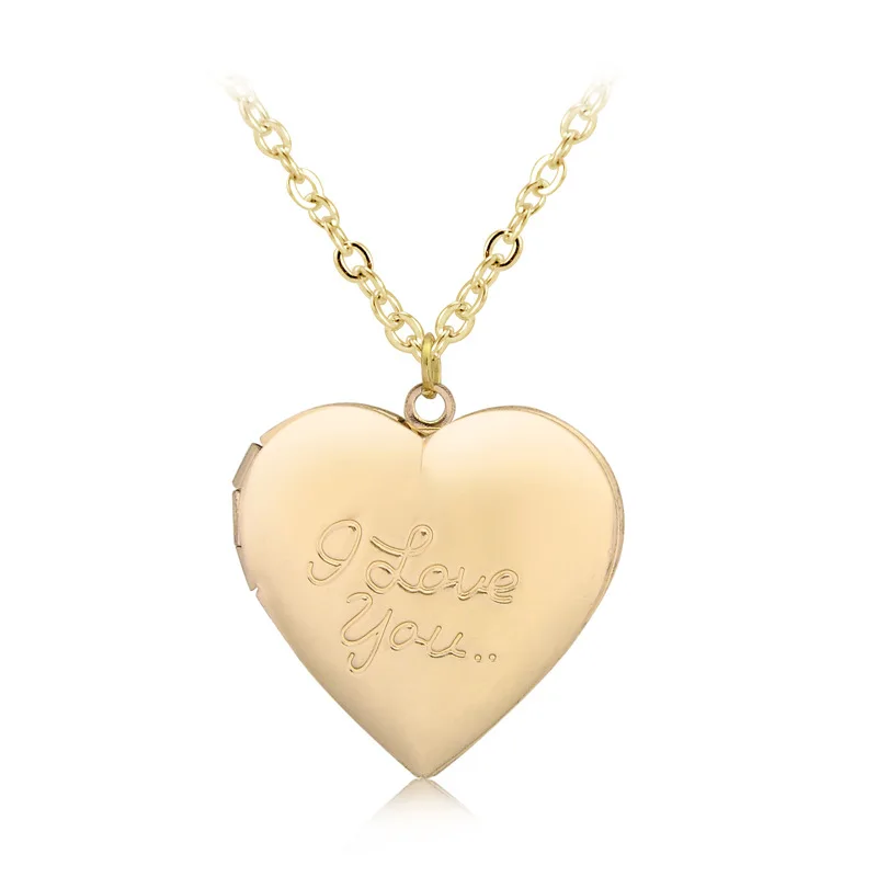 

Wholesale Sublimation Alloy Handmade Picture Frames Jewelry Photo Box I Love You Peach Heart Locket Pendant Necklace Pendant, Gold/silver/rose gold/black
