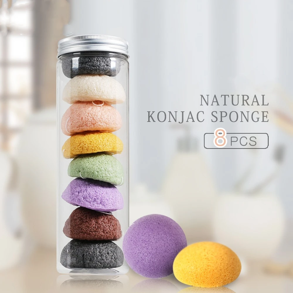 

100% Natural Konjac bamboo charcoal Sponges for All Skin Type Face Exfoliating and Deep Pore Cleansing Konjac Sponge, Customized color
