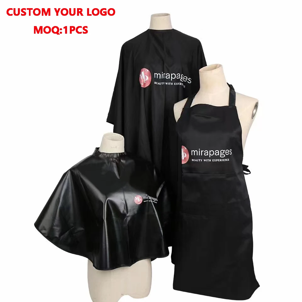 

Water proof hairdressers salon capes customize client cape with logo, Black