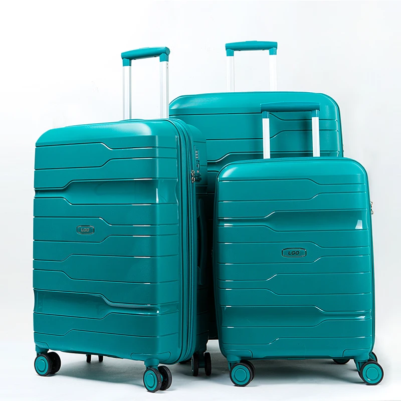 

Luggage Set with PP Factory Direct Wholesale Fashion Design Polyester Two Wheels 20"24"28"; 3 Pcs Black Spinner Unisex 1201