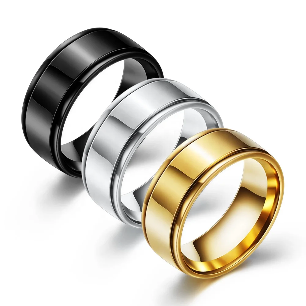 

Titanium steel ring 8MM mirror tricolor stainless steel rings for men and women wholesales