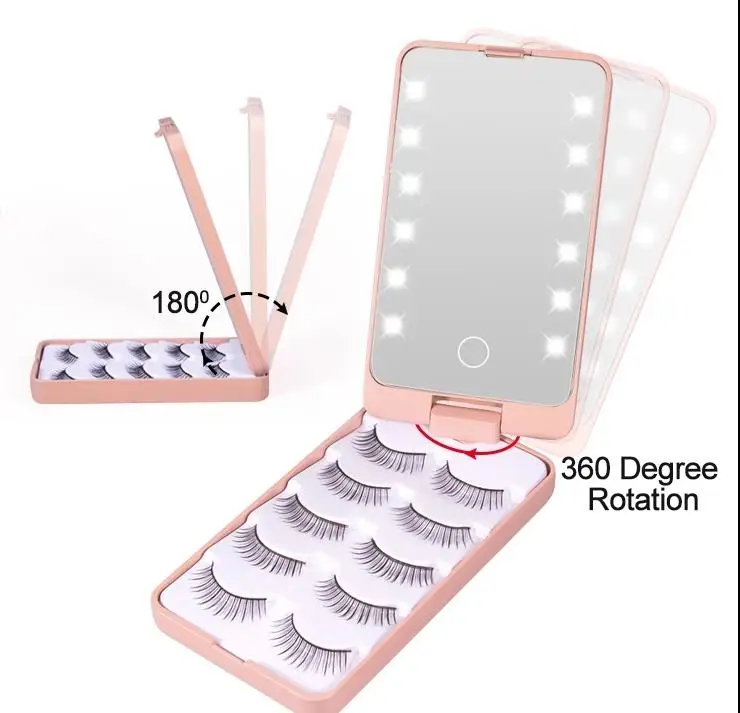 

False Eyelash Storage Case With Led Mirror wholesale vendor 3d faux mink eyelash