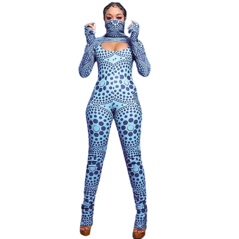 

2022 New Arrivals Women Fashion Clothes Jumpsuit Printed Long Sleeve Jumpsuit Women 2 Piece Pant Set