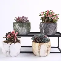 

Modern marbling cylinder flower planter pot ,matte white ceramic succulent flower pot garden decorative