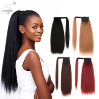 

Mengyun 18" -26" Long Kinky Straight Synthetic Ponytail Hair Extensions Clip in Ponytail Hair Pieces Yaki Wrap Around Ponytails