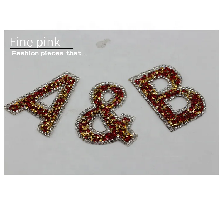 

Quality product 26 pieces of sparkle diamond letters pearl ironing stickers patch lovely letters
