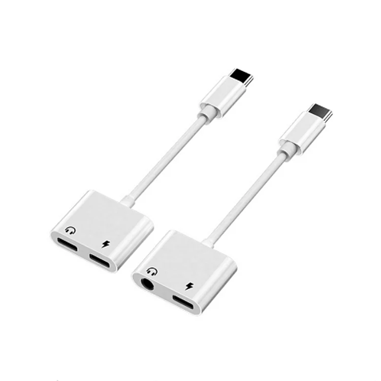 

3.5mm audio Adapter Dual Type-C 2 in 1 Audio Adapter For Charging + listening to music Huawei/Xiaomi Plug And Play