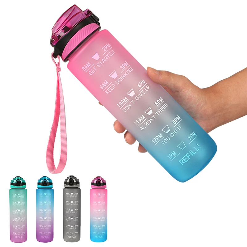 

Custom 1000ml Reusable Bpa Free Plastic Gym Botella De Agua Motivacional, Customized color