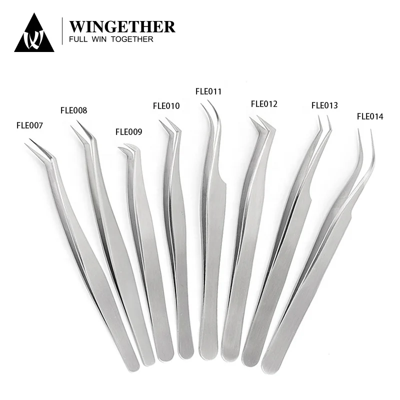 

Amazon Best Selling In Stock Stainless Steel 30/40/45/50/60/80 Degree Profession Eyelash Tweezers Russian Volume Slim Tweezers