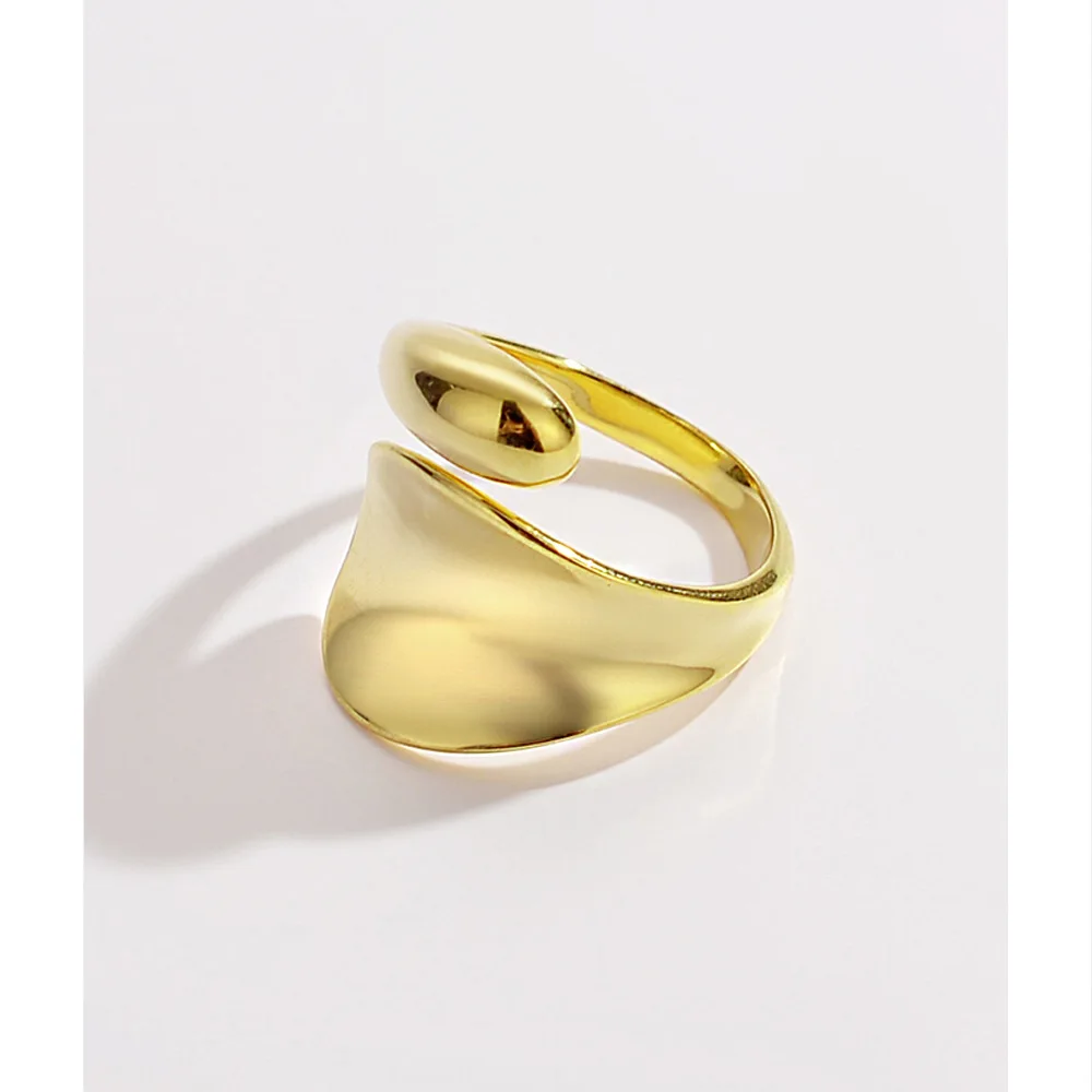 

New Arrival Minimalist Sterling Silver Water Drop Ring High Polish Geometric Real 925 Sterling Silver Open Rings