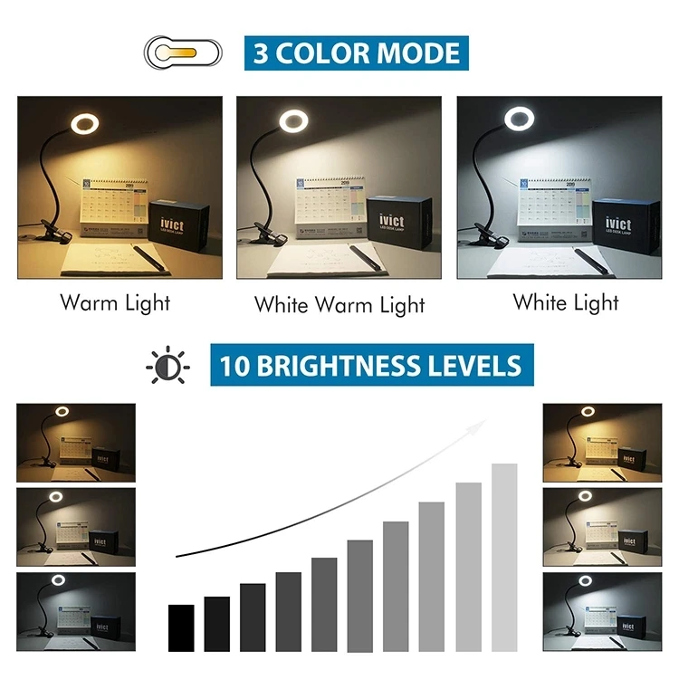 USB Powered Remote Control Flexible Home Office Study Reading Room Clip LED Table Night Lamp