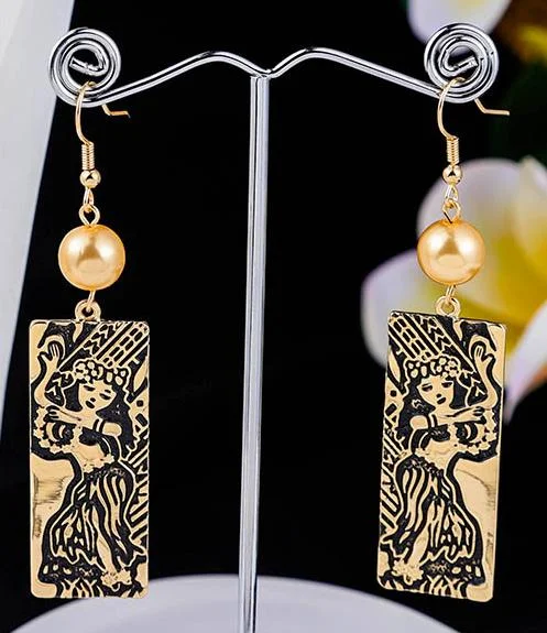 

Cring CoCo Fashion Samoan Jewelry 2021 Hawaiian Jewelry Rectangle Earrings Polinesian Earrings Hawaiian Wholesale, 14k gold plated