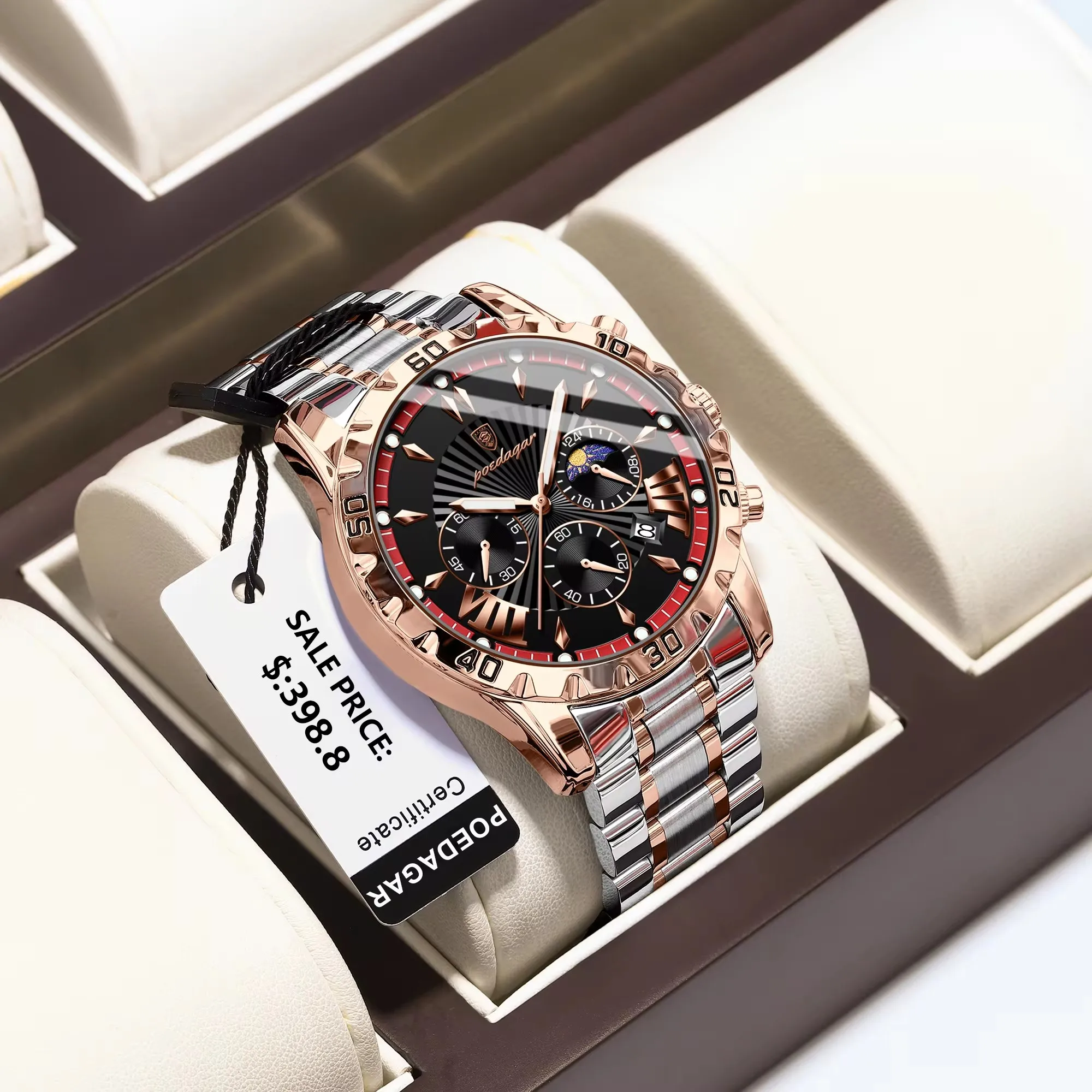 POEDAGAR 968 Luxury Fashion Watch for Man Waterproof Luminous High Quality Men Watch Stainless Steel Quartz Men's Watches
