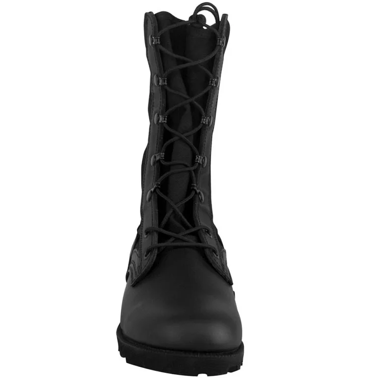 Hot Weather Black Grain Leather Jungle Wellco Boots With Panama Outsole