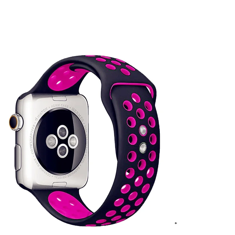 

Keepwin Breathable Sport Double Color Silicone fancy Watch Watch Band Strap Belt for Apple Nike iWatch Series 7 6 5 4 SE, Multi colors