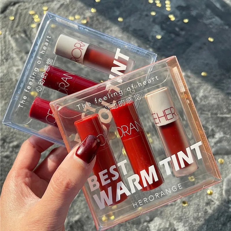 

HERORANGE lip glaze set new product ideas 2021 beauty small mini pocket waterproof matte 2 groups of color lip glaze set