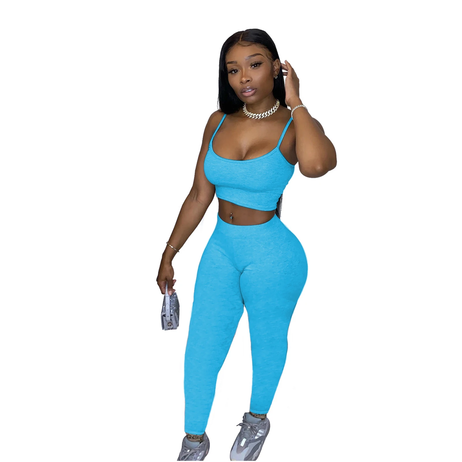 

2021 Hot sale crop top with pants womens 2 pc sets outfits women two pieces