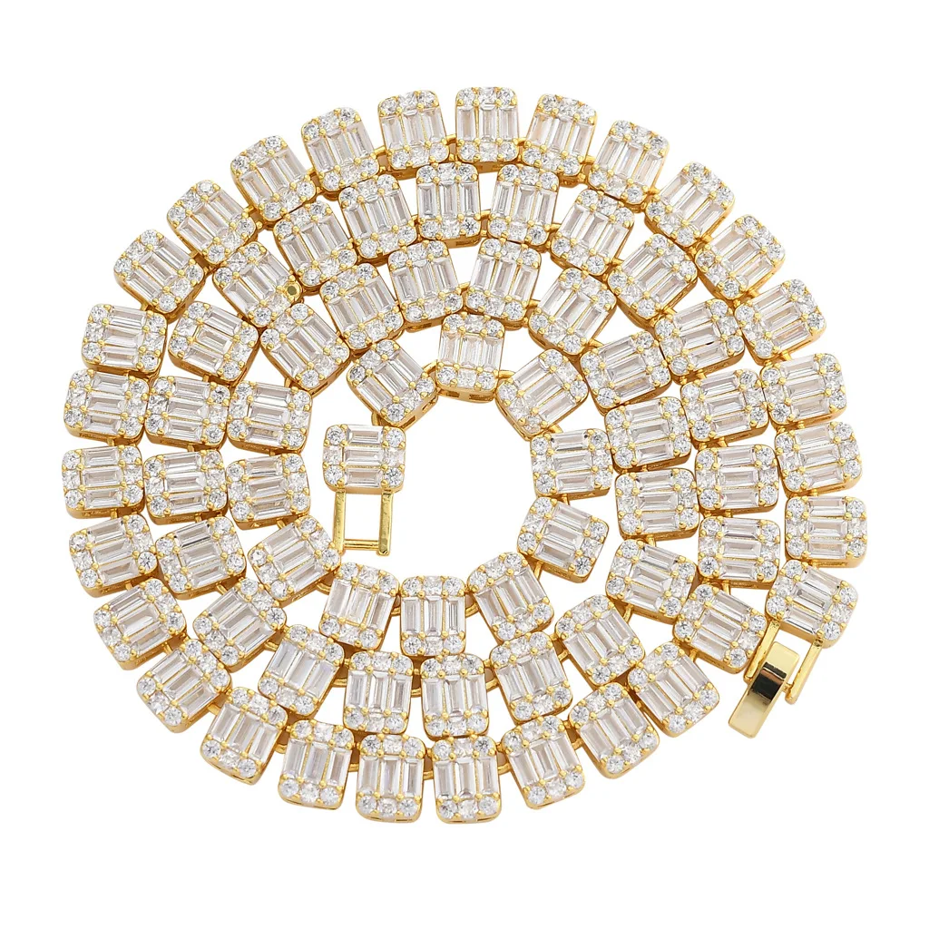 

Hot Sale Hip Hop Tennis Link Chain 18K Gold Plated Choker Women Necklace For Men