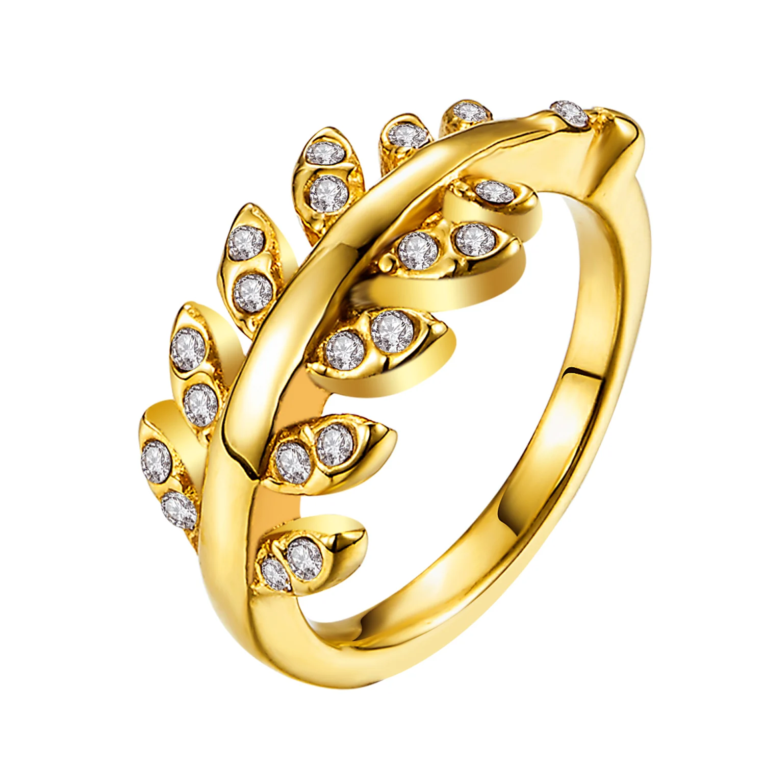 

fashion leaf crystal shape women fancy rings, leaf wrap ring, Gold color