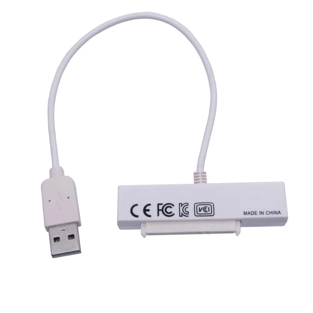 

USB 2.0 male to Micro SATA 7+15 Pin Adapter Sata Cable USB, White