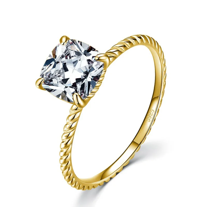 

2021 New Design Rings Jewelry Women Sterling Silver Cubic Zirconia Ring 18k Gold Plated Twisted Ring
