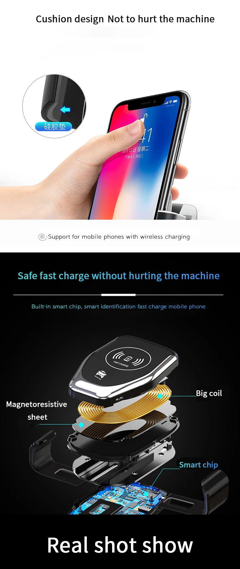 Car Charger 2020 New Car Auto Charging Automatic Clamping Dashboard Qc3.0 Adapter Amazon Top Seller Car Wireless Charger Holder