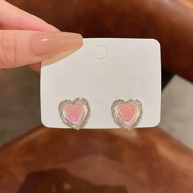 

GT S925 Silver Needle Heart shape Stud Earrings for women