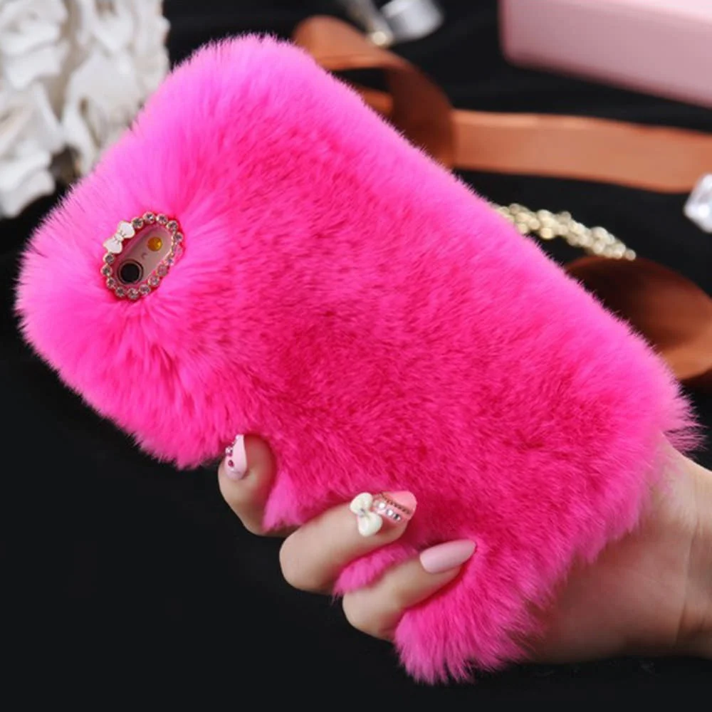 

Cute Fur Fluffy Phone Case For iPhone 11 Pro Max Girls Shockproof Bumper Kickstand Cover