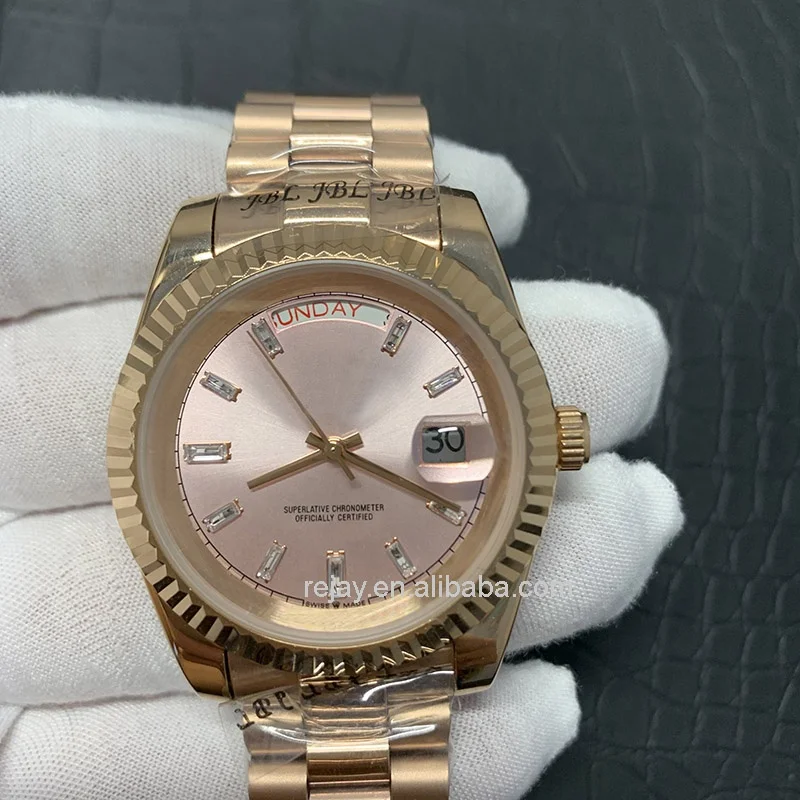 

Mens Watches Rose Gold Pink Dial Watch Sweep Automatic Movement Mechanical Sapphire Original Clasp Wristwatches 41mm Wrist Watch