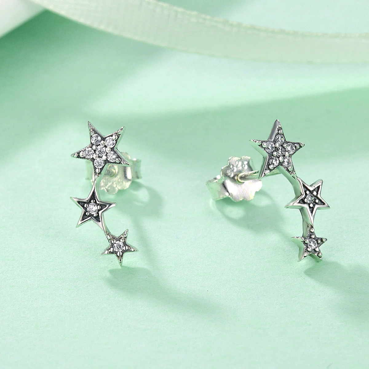 

SCE175 Twinkle Star Jewelry 925 Sterling Silver Stars Stud Earrings