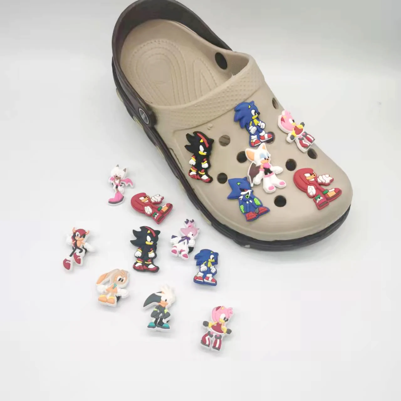 

Factory wholesale PVC Sonic the Hedgehog Beach Ornaments Croc shoe charms new style croc buttons accessories