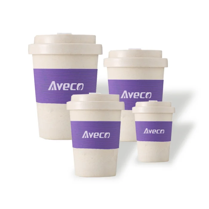 factory custom logo eco travel bamboo fiber coffee cup reusable 8oz 12oz 14oz 16oz biodegradable for promotional with bamboo lid