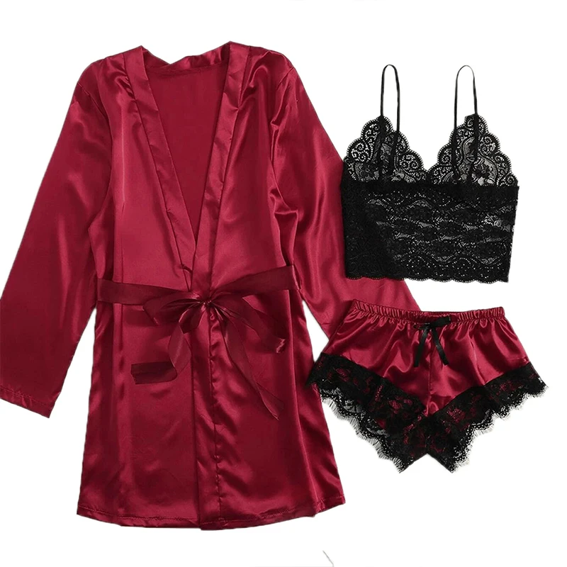 

Luxury Women Sexy Nightwear Hot Black Strap Lingerie Suit Sexy See Through Lace Lingerie Set
